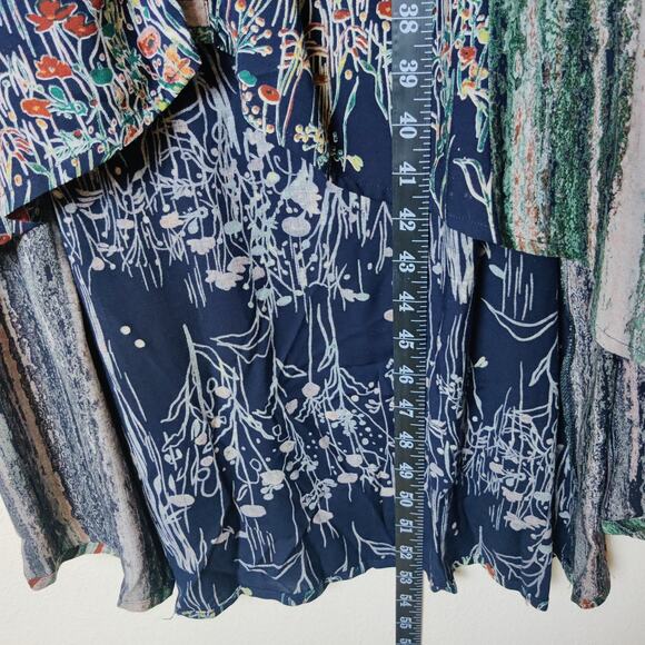 Neeru Kumar Artsy Floral Abstract Sleeveless Flowy Midi Dress Medium Boho Hippie - Picture 10 of 11